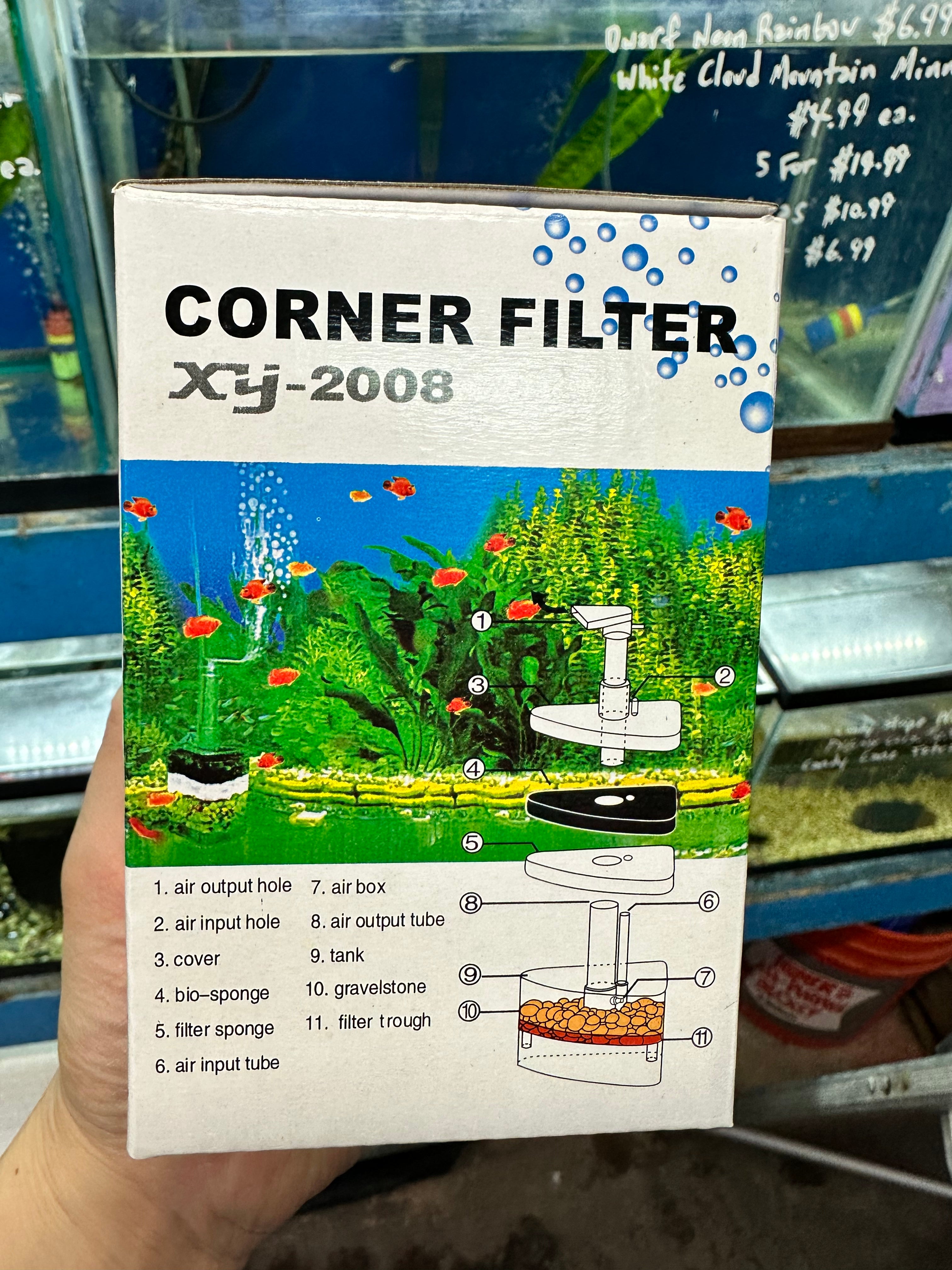 corner box filter fish tank Lee's Large Triple Flow and the biological media on the bottom provides surface area for beneficial bacteria to grow Aquapapa Corner Filter Air Driven